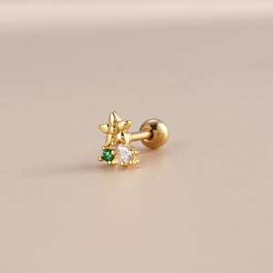 1 Piece Simple Series Simple Flower Titanium Steel   Gold Color Material Zircon Women's Stud Earrings h5 